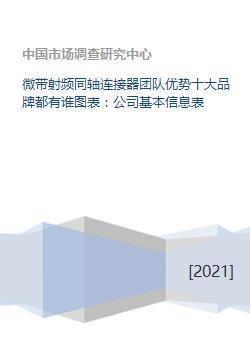 微帶射頻同軸連接器團(tuán)隊優(yōu)勢十大品牌都有誰圖表 公司基本信息表