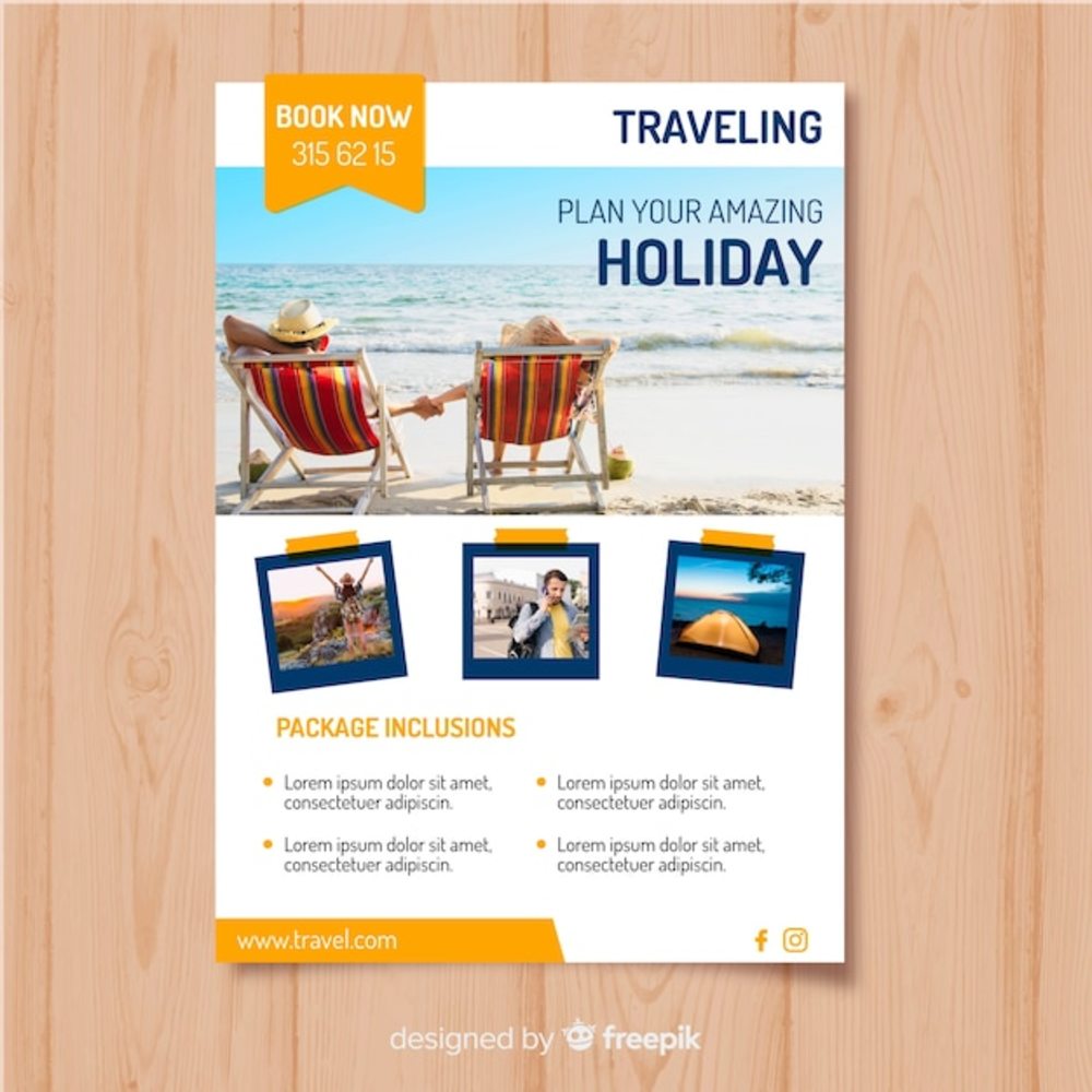 探索世界，定格美好——帶照片的旅行傳單設計模板